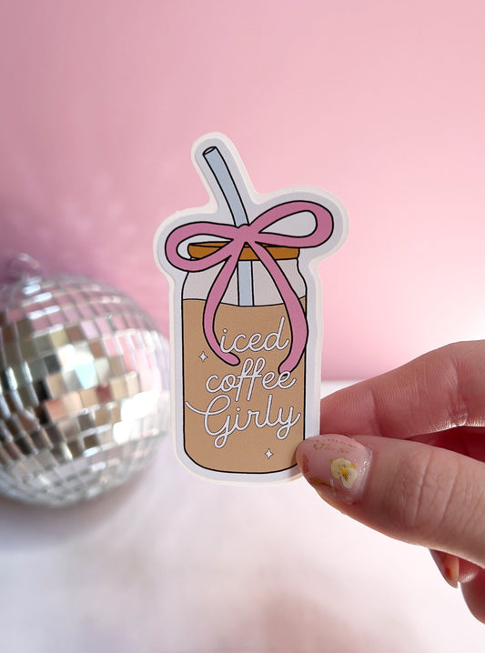 Coquette Iced Coffee Girly Vinyl Sticker