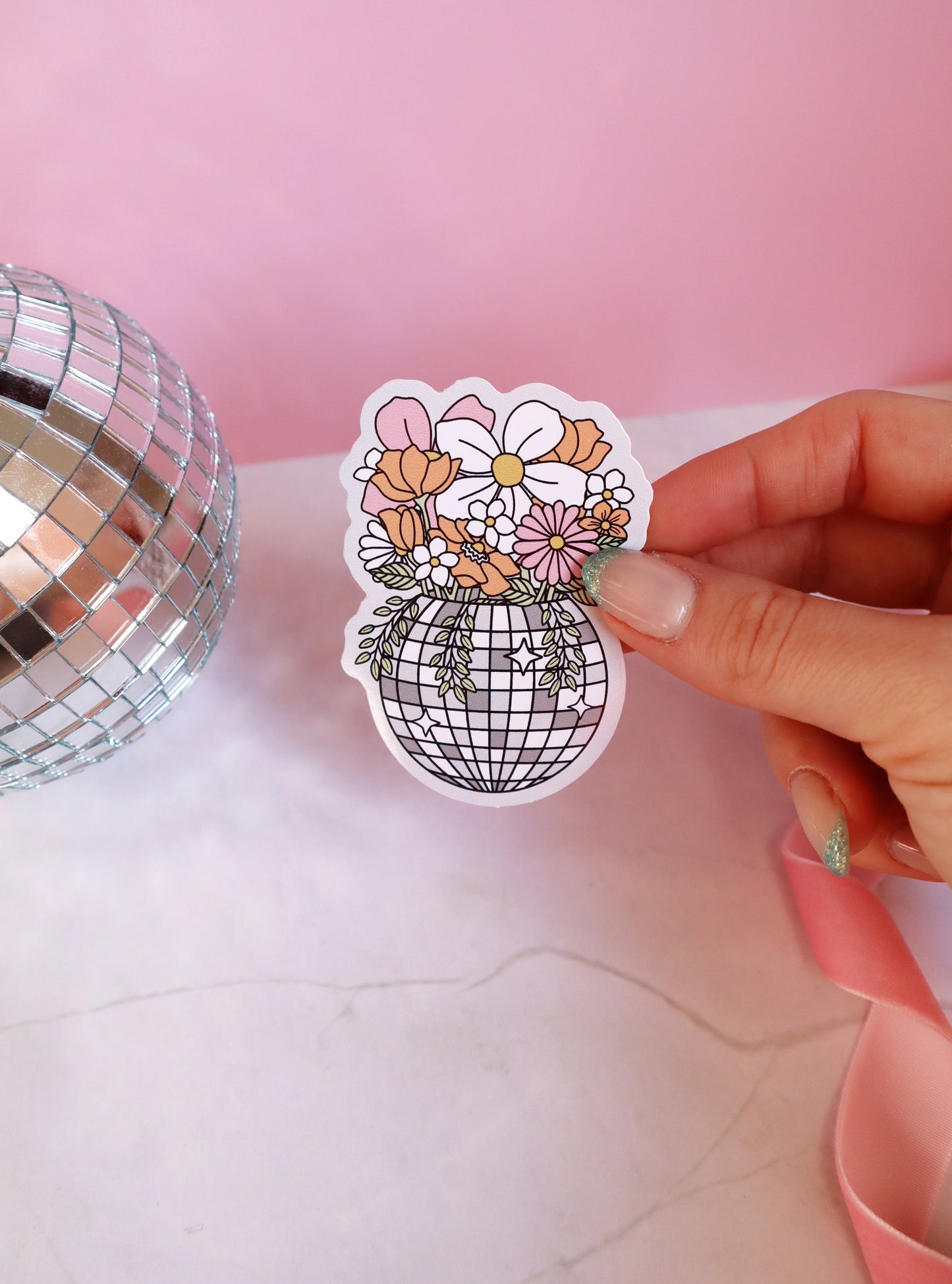 Disco Flowerpot Vinyl Sticker