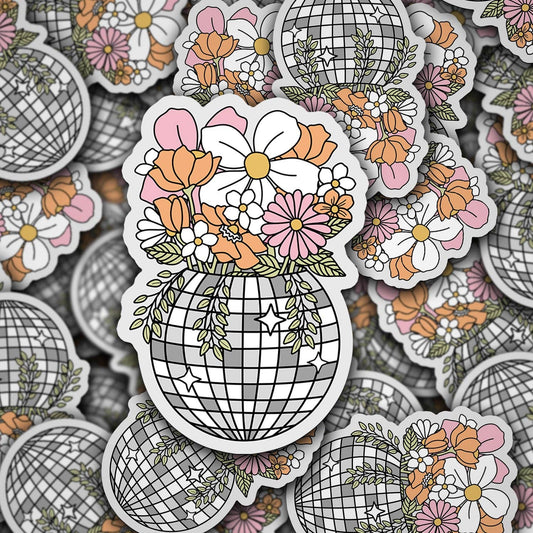 Disco Flowerpot Vinyl Sticker