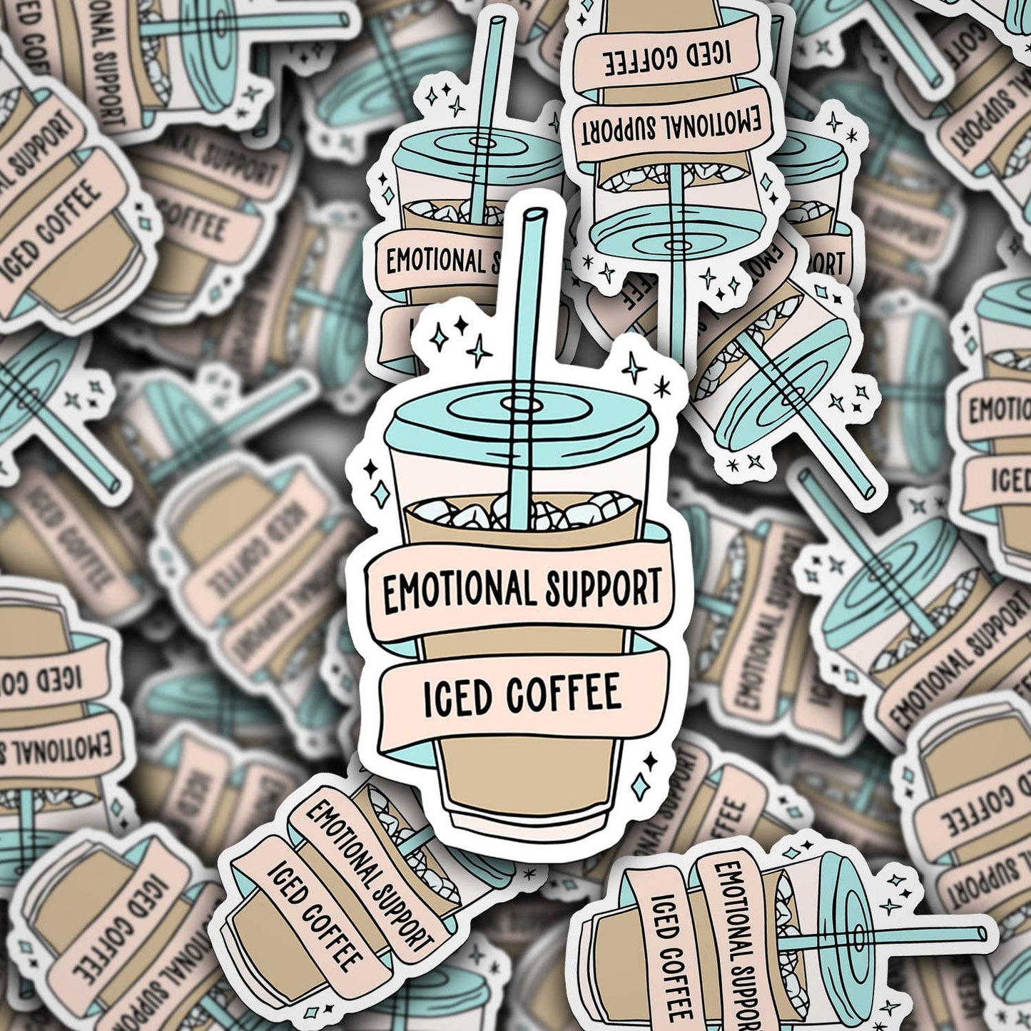 Emotional Support Iced Coffee Vinyl Sticker