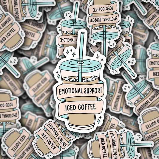 Emotional Support Iced Coffee Vinyl Sticker